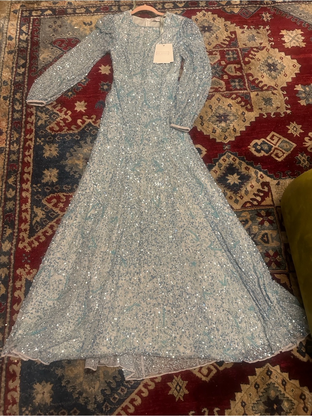 (E) NWT MAC DUGGAL Elegant Light Blue Sequin Evening Dress 93902